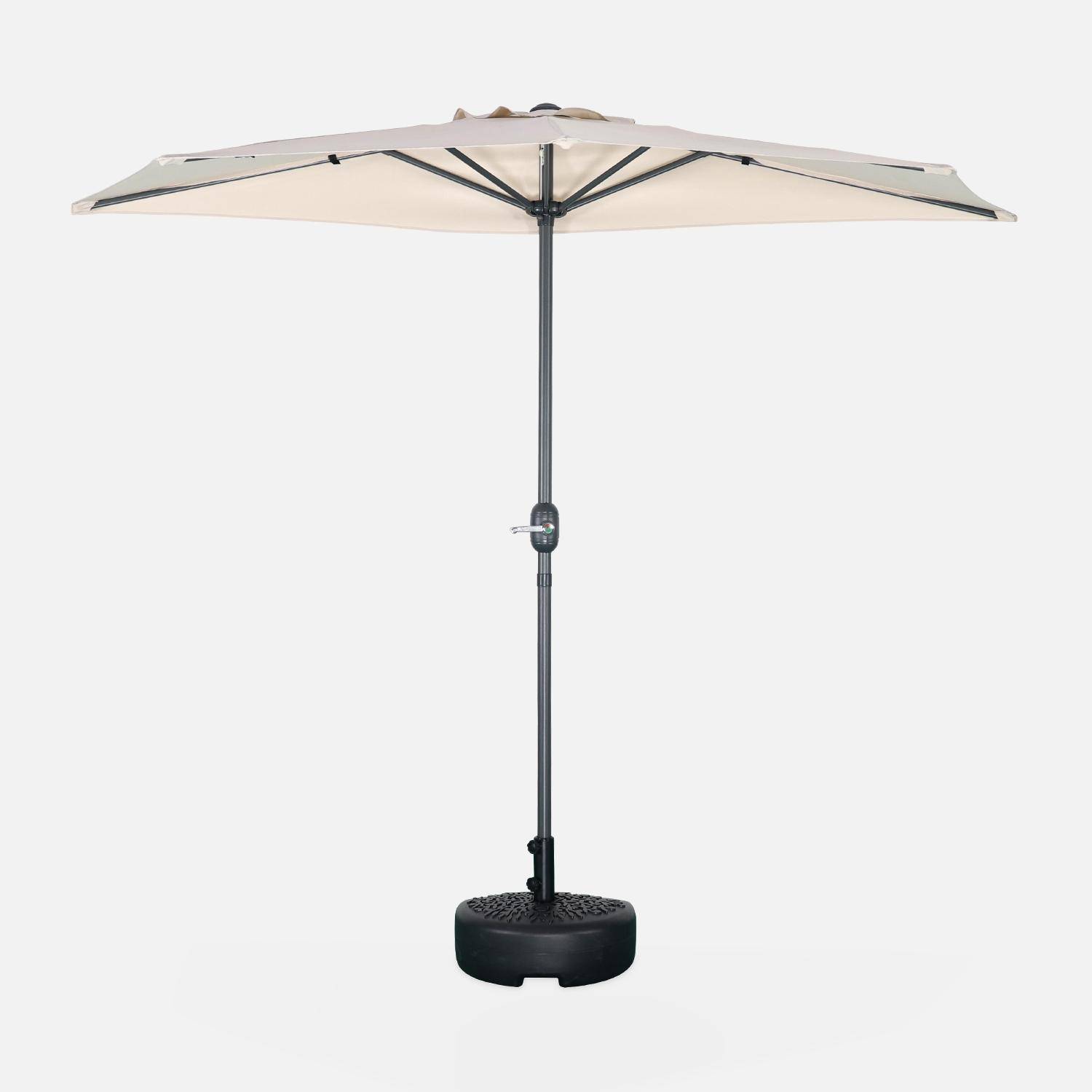 Ombrellone da balcone Ø250cm - CALVI - Mezzo ombrellone dritto, palo in alluminio con manovella, telo colore sabbia Photo3