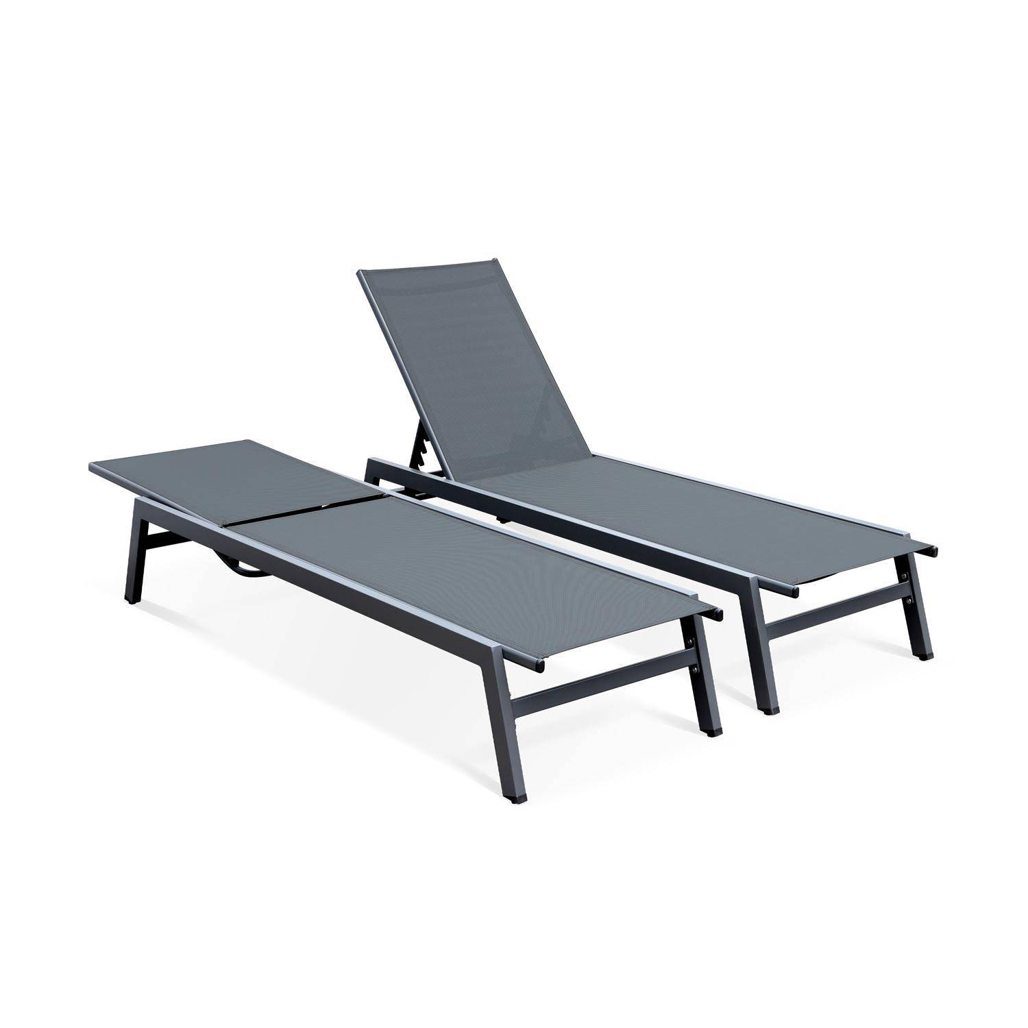 Ligstoel Emma - verstelbaar in 5 posities, lichtgewicht en stapelbaar, aluminium frame en textileen zitting, draagvermogen tot 110kg, grijs/antraciet Photo2