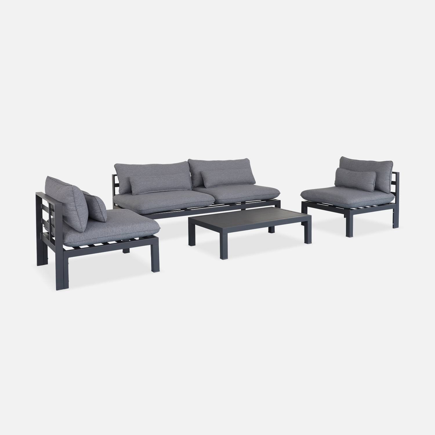 Salon de jardin 5 places en aluminium – gris anthracite | sweeek