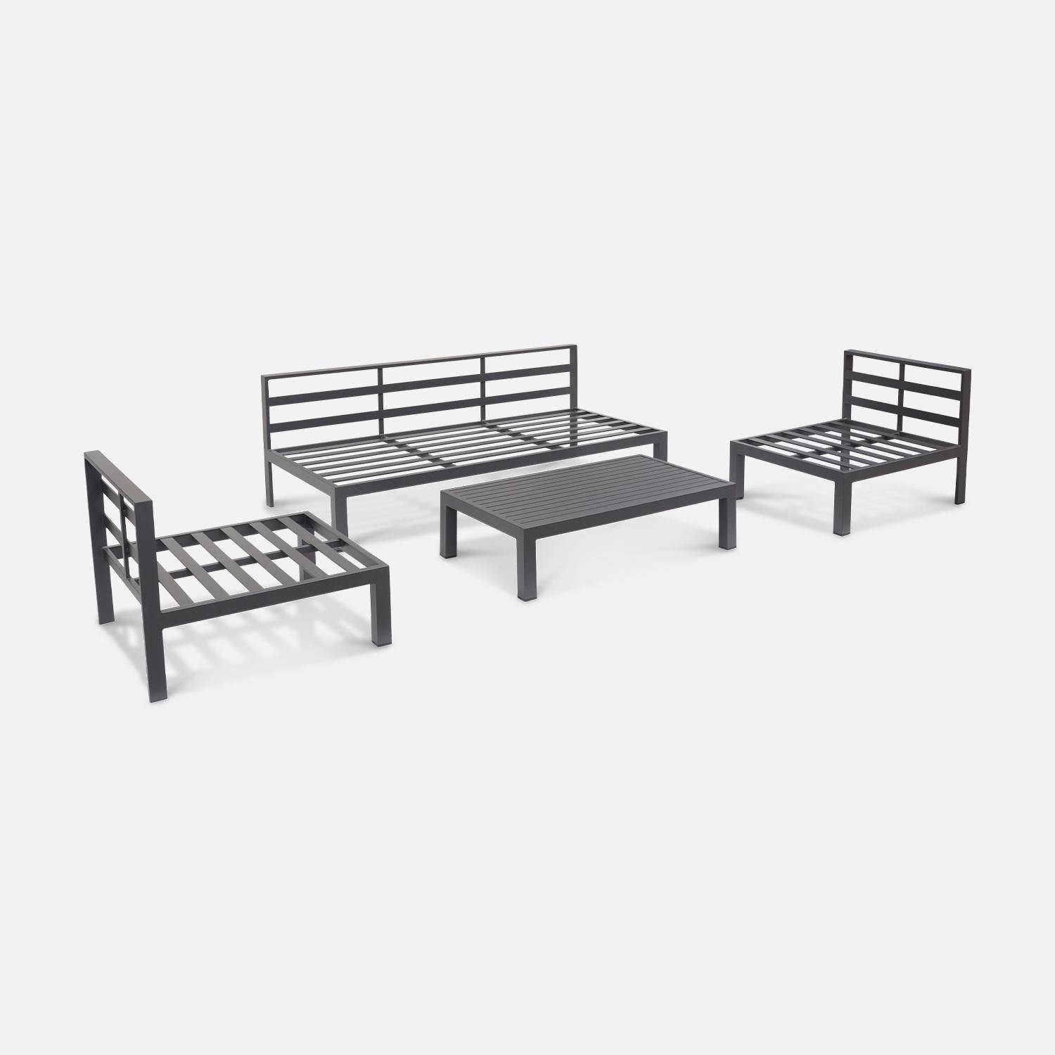 Gartenmöbel Set RIETI für 4 Personen aus Aluminium, tiefe Sitze, Grau Anthrazit Photo5