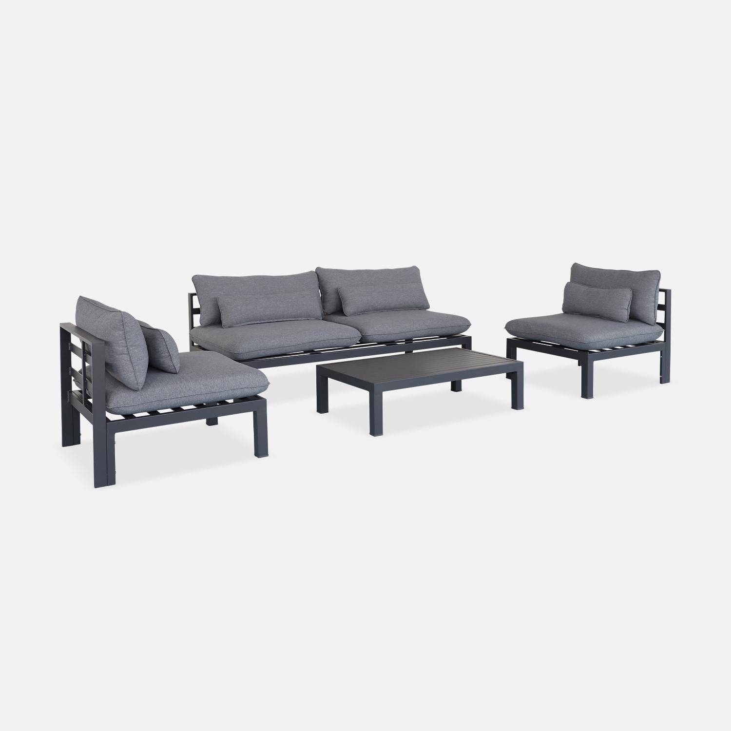 Conjunto de muebles de jardín de aluminio 4 plazas - asientos profundos - Rieti - gris antracita Photo4
