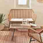 4 persoons loungeset - wicker met bamboe-look en zwart metalen frame - NATUNA - koloniale stijl, mix van materialen Photo2
