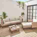 Set di mobili da giardino 5 posti in resina a tessitura piatta - Alba - resina beige e cuscini beige Photo2