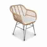 2er Set Sessel WONDAMA aus geflochtenem Polyrattan, Bambuseffekt und Beistelltisch - Harz und Aluminium - abnehmbare Bezüge, schwarz verzinktes Metall Photo2