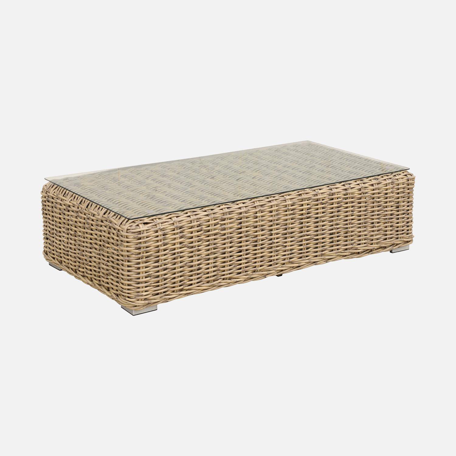 Gartenloungeset XXL für 4 Personen  - GUBBIO - in Rattanaspekt Beige, Kissen Beige Photo7