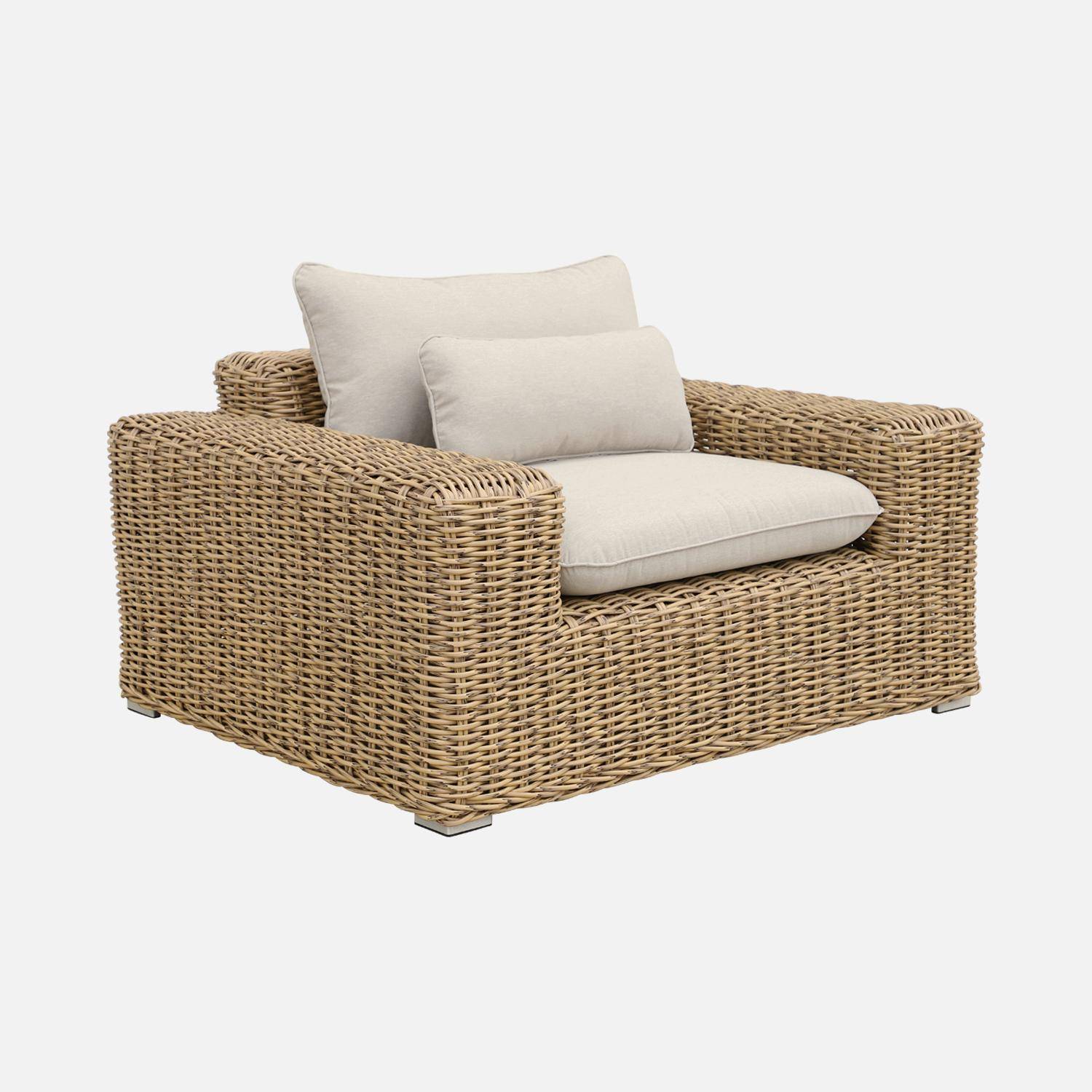 Gartenloungeset XXL für 4 Personen  - GUBBIO - in Rattanaspekt Beige, Kissen Beige Photo6