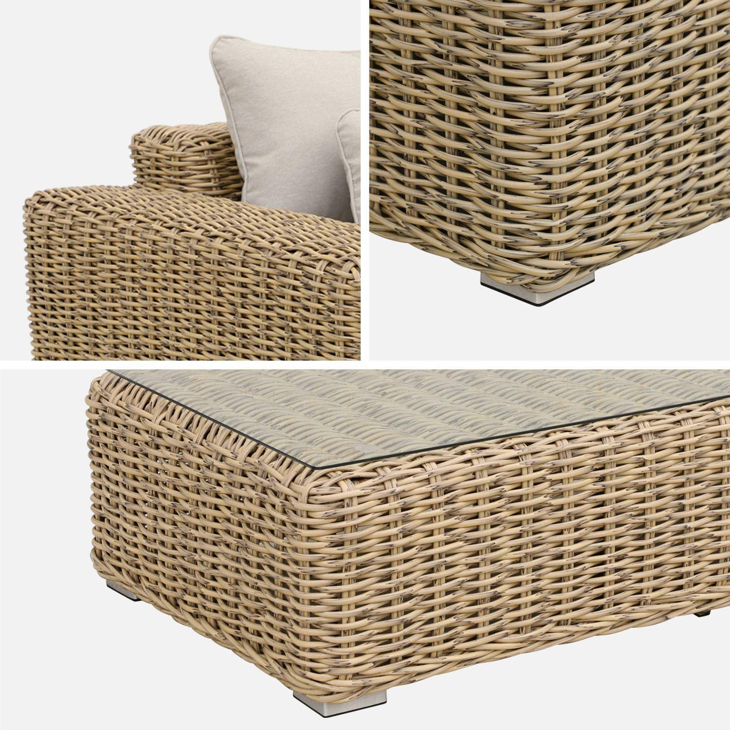 Gartenloungeset XXL für 4 Personen  - GUBBIO - in Rattanaspekt Beige, Kissen Beige Photo5