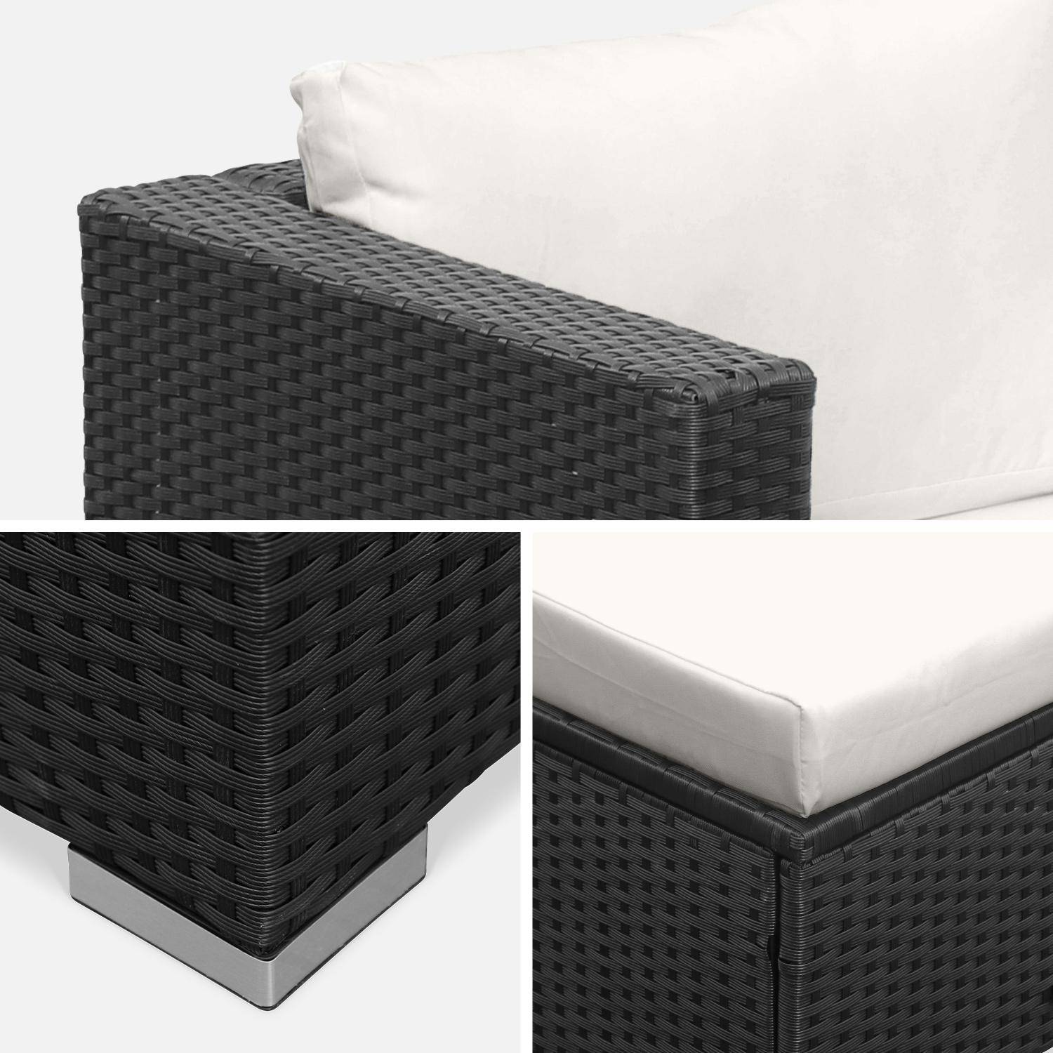 Wicker loungeset voor 4 personen - Torino - zwart wicker en ecru kussens,sweeek,Photo7