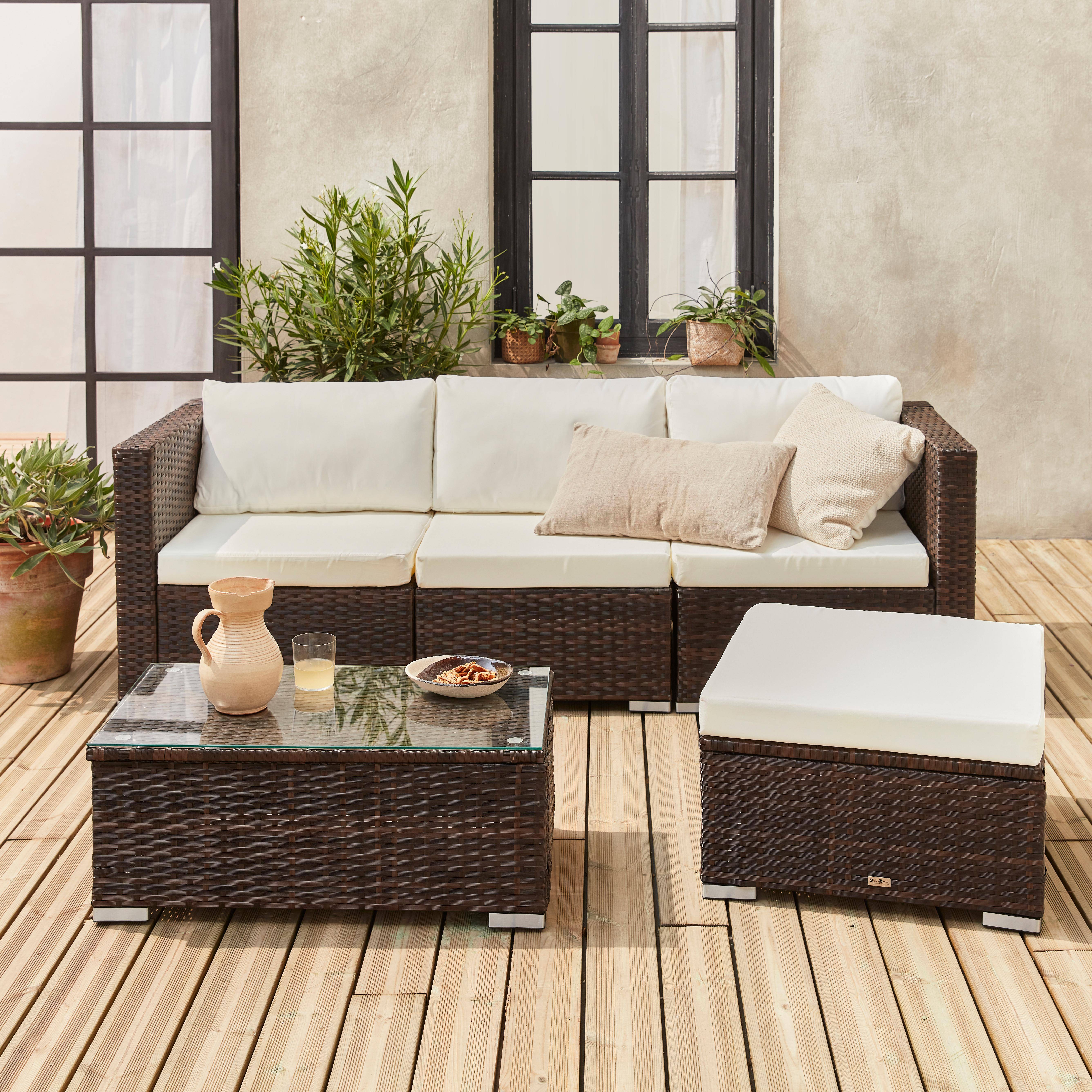 Conjunto de jardín de resina,  4 plazas Marrón - 70x70x63 cm,sweeek,Photo2