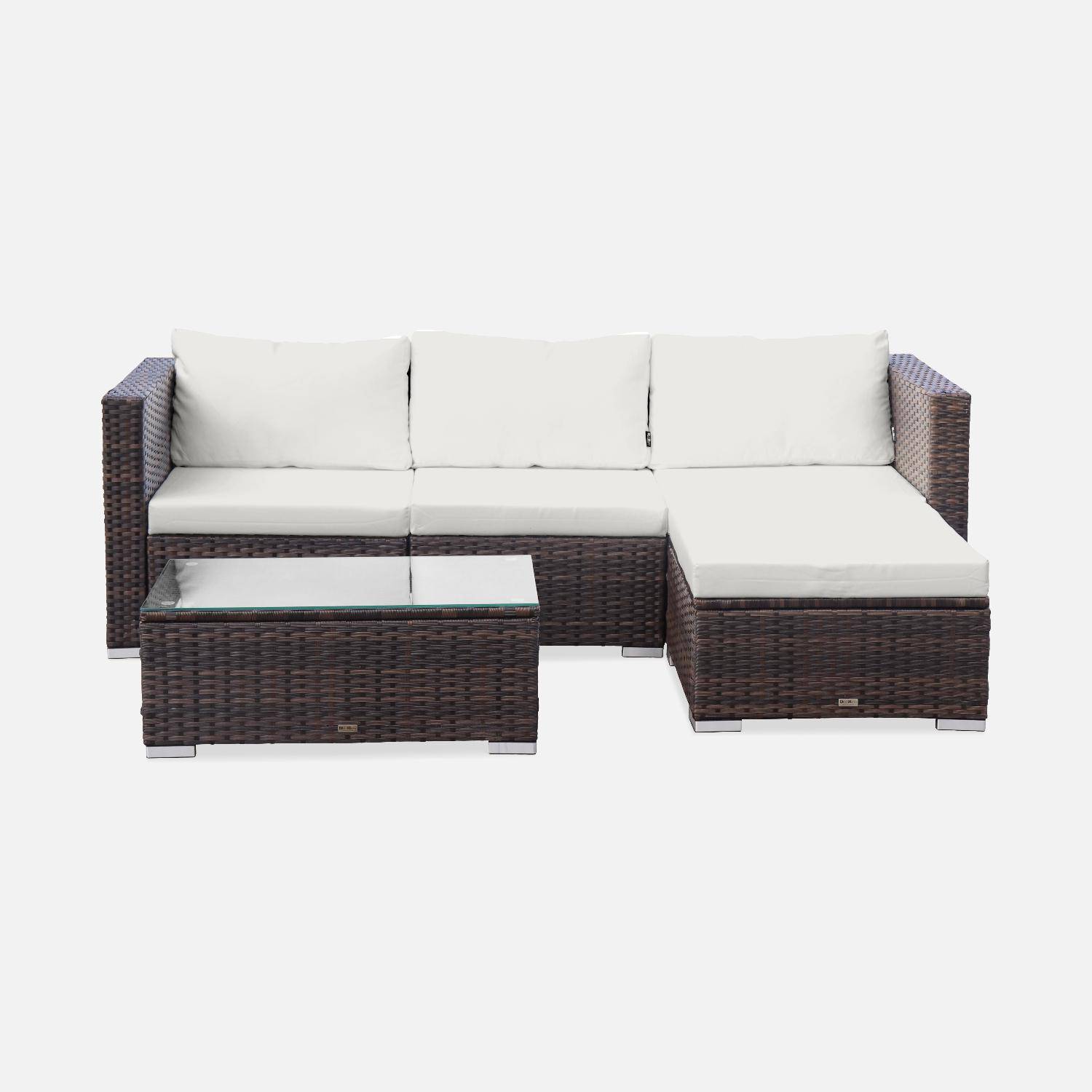 Conjunto de jardín de resina,  4 plazas Marrón - 70x70x63 cm,sweeek,Photo5