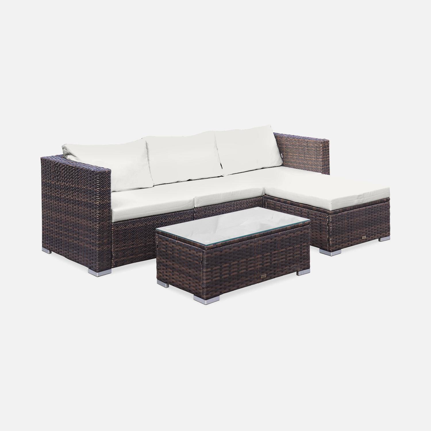 Conjunto de jardín de resina,  4 plazas Marrón - 70x70x63 cm,sweeek,Photo4