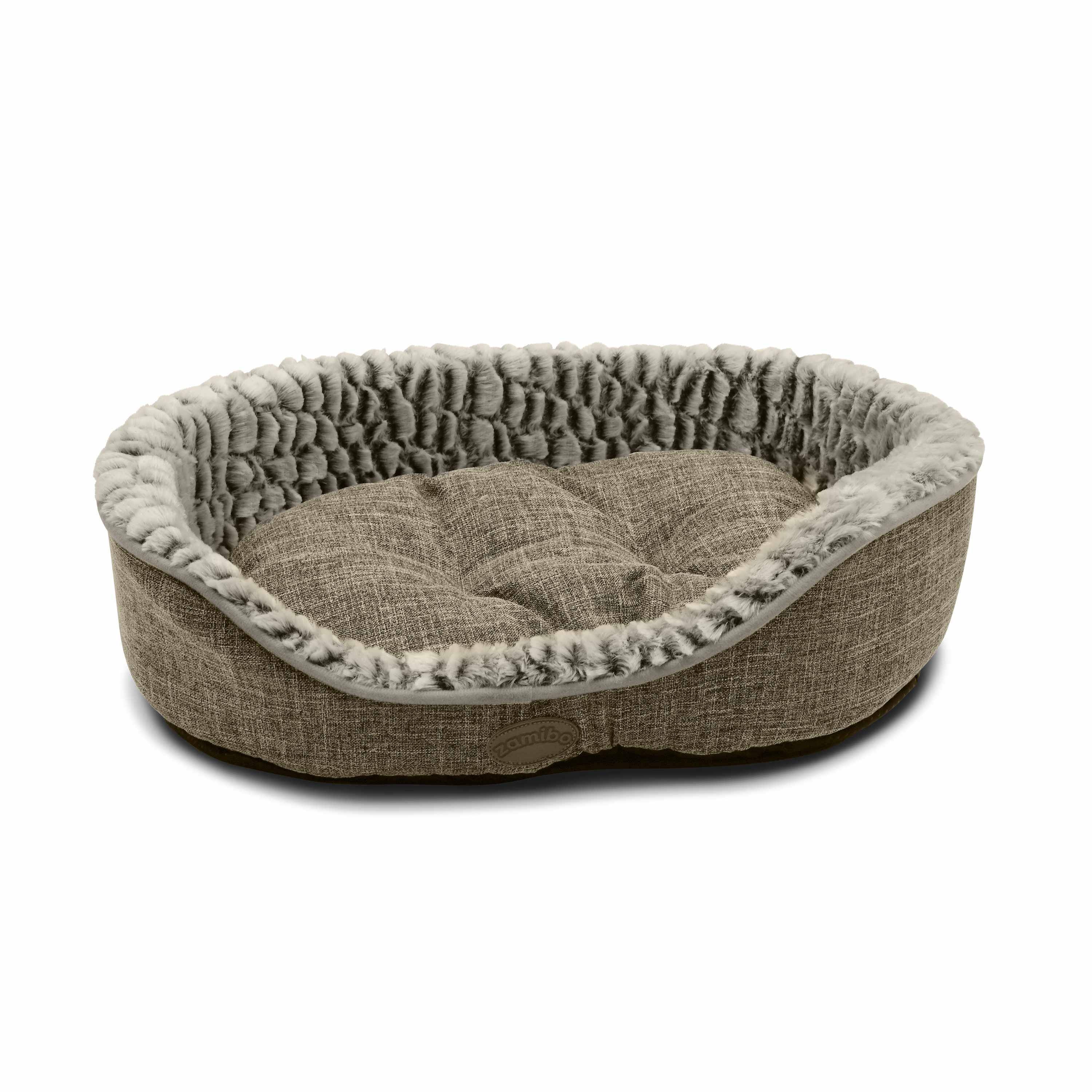 Corbeille en tissu style lin grise pour moyen chien, doux, réversible et confortable, taille M+ Photo2