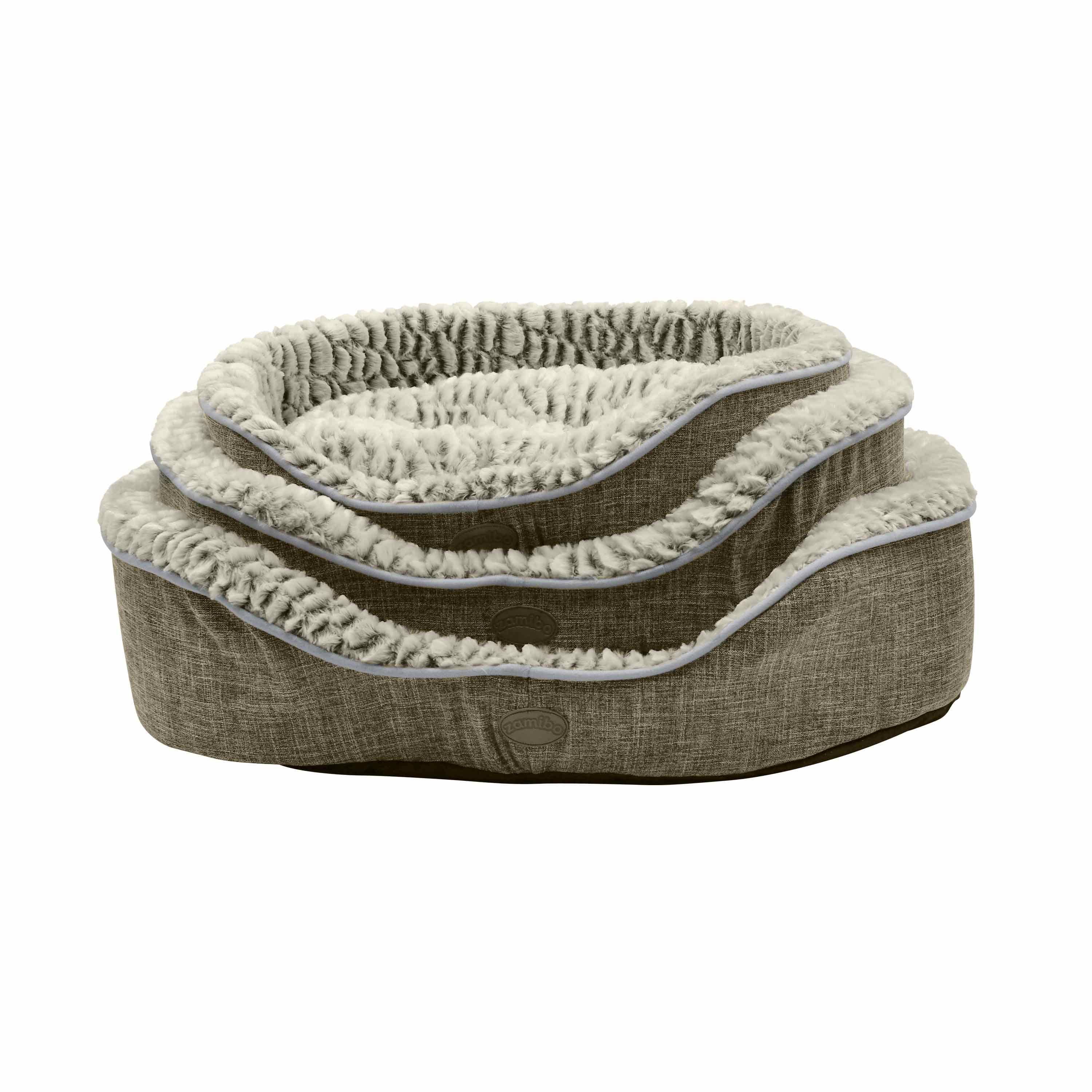 Corbeille en tissu style lin grise pour moyen chien, doux, réversible et confortable, taille M+ Photo5