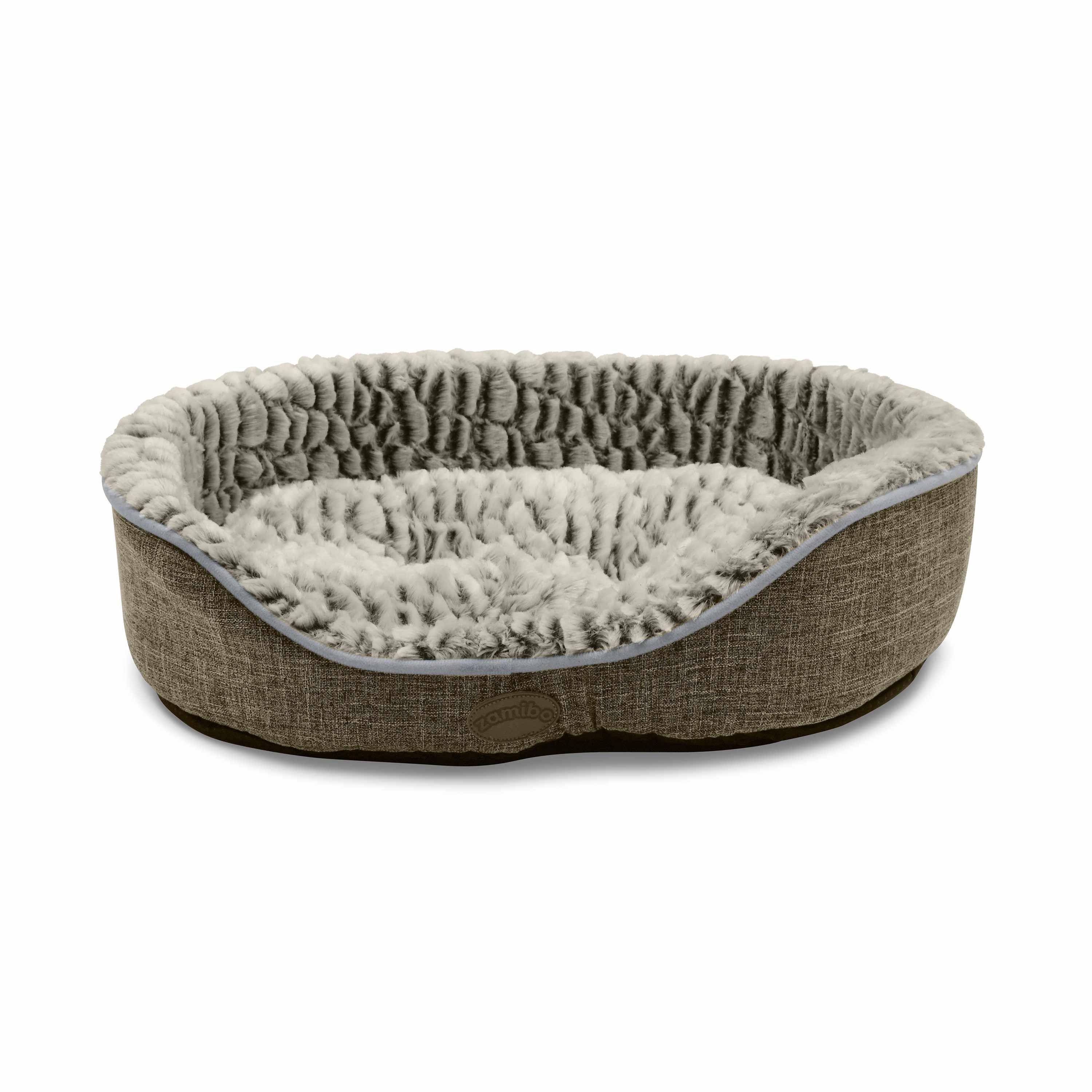 Corbeille en tissu style lin grise pour moyen chien, doux, réversible et confortable, taille M+ Photo1