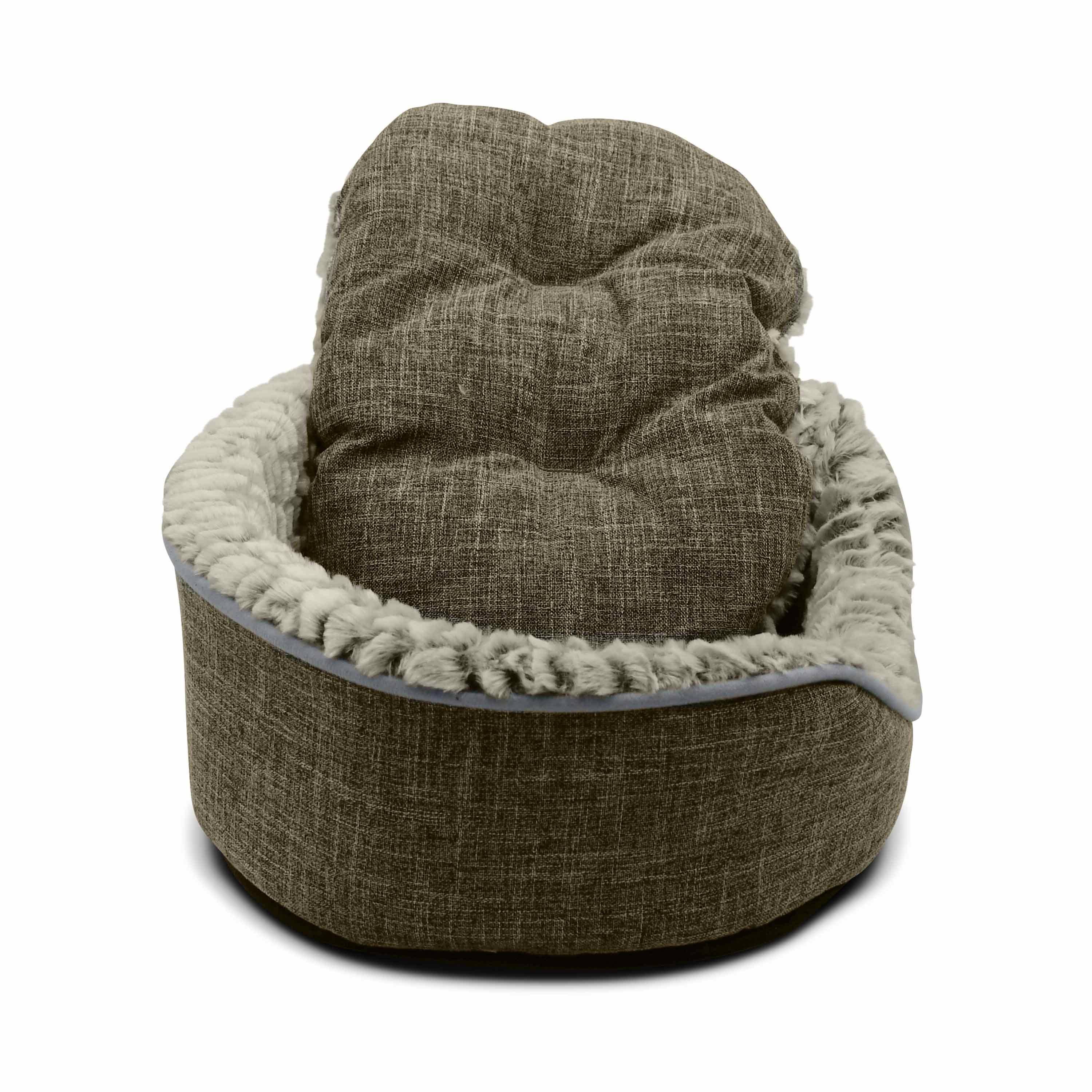 Corbeille en tissu style lin grise pour moyen chien, doux, réversible et confortable, taille M+ Photo3