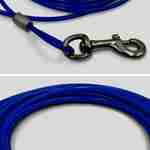 Câble gainé de 4.5m de long et 5mm d’épaisseur bleu, avec mousquetons Photo2
