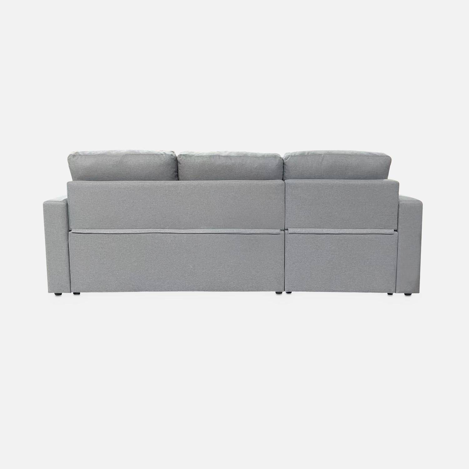 Canapé d'angle convertible en tissu gris clair - IDA - 3 places, fauteuil d'angle réversible coffre rangement lit modulable  Photo8