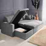 Stoffen lichtgrijze bedbank met chaise longue en opbergruimte - IDA - 3-zits, omkeerbare hoeksalon, opbergruimte, zetelbed Photo3