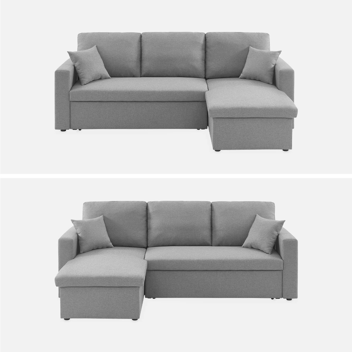 Canapé d'angle convertible en tissu gris clair - IDA - 3 places, fauteuil d'angle réversible coffre rangement lit modulable ,sweeek,Photo5