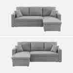 Stoffen lichtgrijze bedbank met chaise longue en opbergruimte - IDA - 3-zits, omkeerbare hoeksalon, opbergruimte, zetelbed Photo5