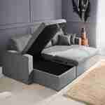 Stoffen lichtgrijze bedbank met chaise longue en opbergruimte - IDA - 3-zits, omkeerbare hoeksalon, opbergruimte, zetelbed Photo4