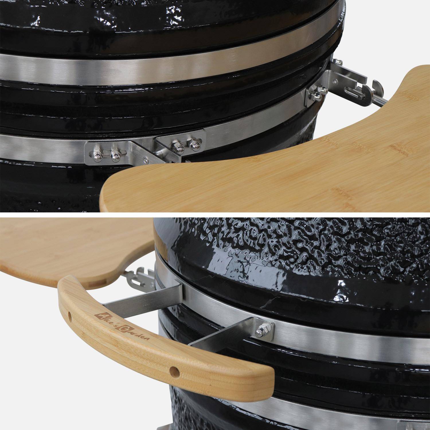 57cm ceramic charcoal barbecue + cover, Kamado, Black, 131x77x149 cm Photo5