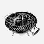 Barbecue PREMIUM charbon de bois Ø57cm, Charles + accessoires - noir émaillé, avec grille amovible, aérateurs, fumoir, récupérateur de cendres, housse, rack et ustensiles  Photo9