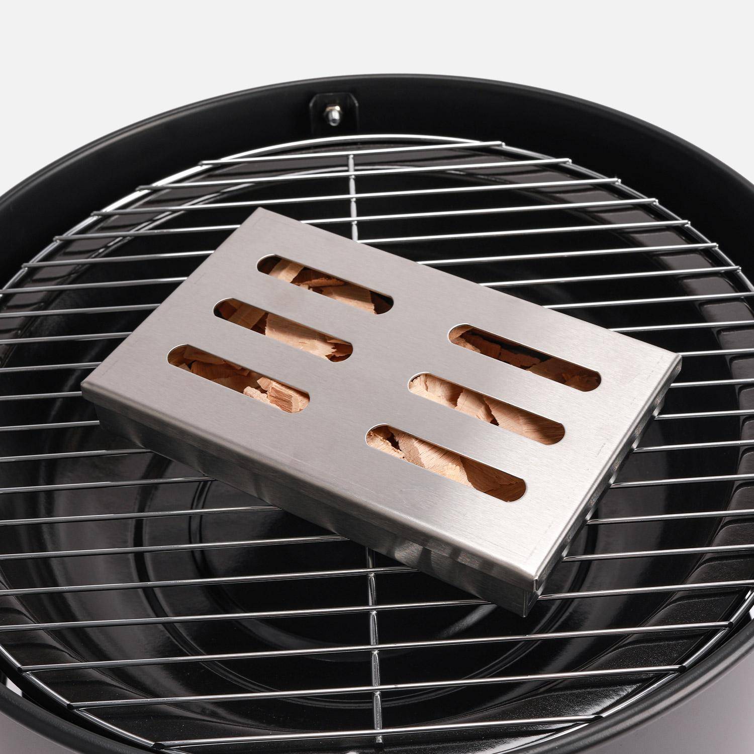 Barbecue fumoir au charbon – Edouard – Smoker avec aérateur, fumoir, gril, boite de fumage, noir Photo4