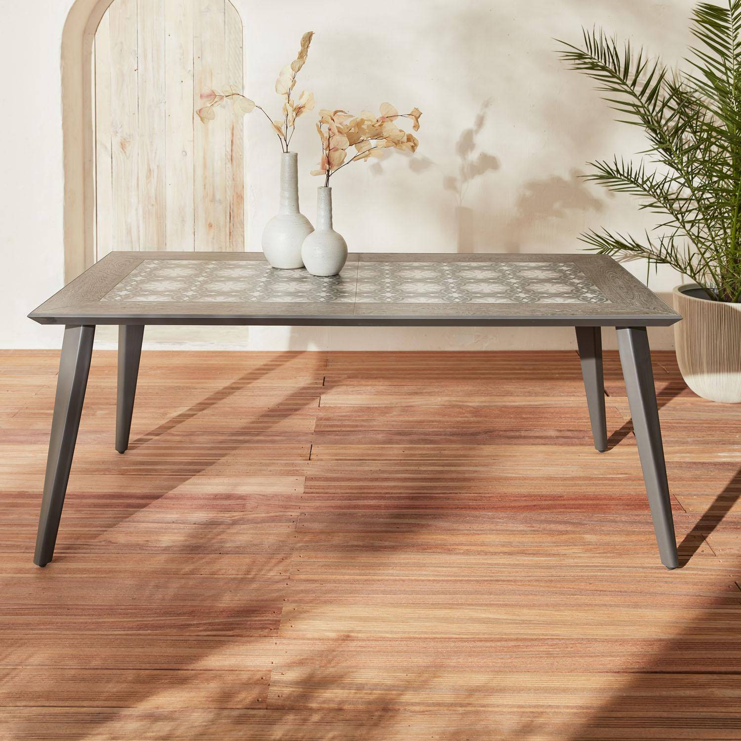Table en métal et céramique 180 cm rectangulaire - Batam -  6 places, anthracite, Intérieur / Extérieur  Photo4
