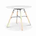 Table ronde et lot de 4 chaises scandinaves pour enfant CHARLIE - bois de hêtre et blanc, Ø60x H48cm Photo2