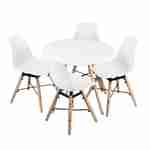 Table ronde et lot de 4 chaises scandinaves pour enfant CHARLIE - bois de hêtre et blanc, Ø60x H48cm Photo1