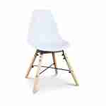 Table ronde et lot de 4 chaises scandinaves pour enfant CHARLIE - bois de hêtre et blanc, Ø60x H48cm Photo3