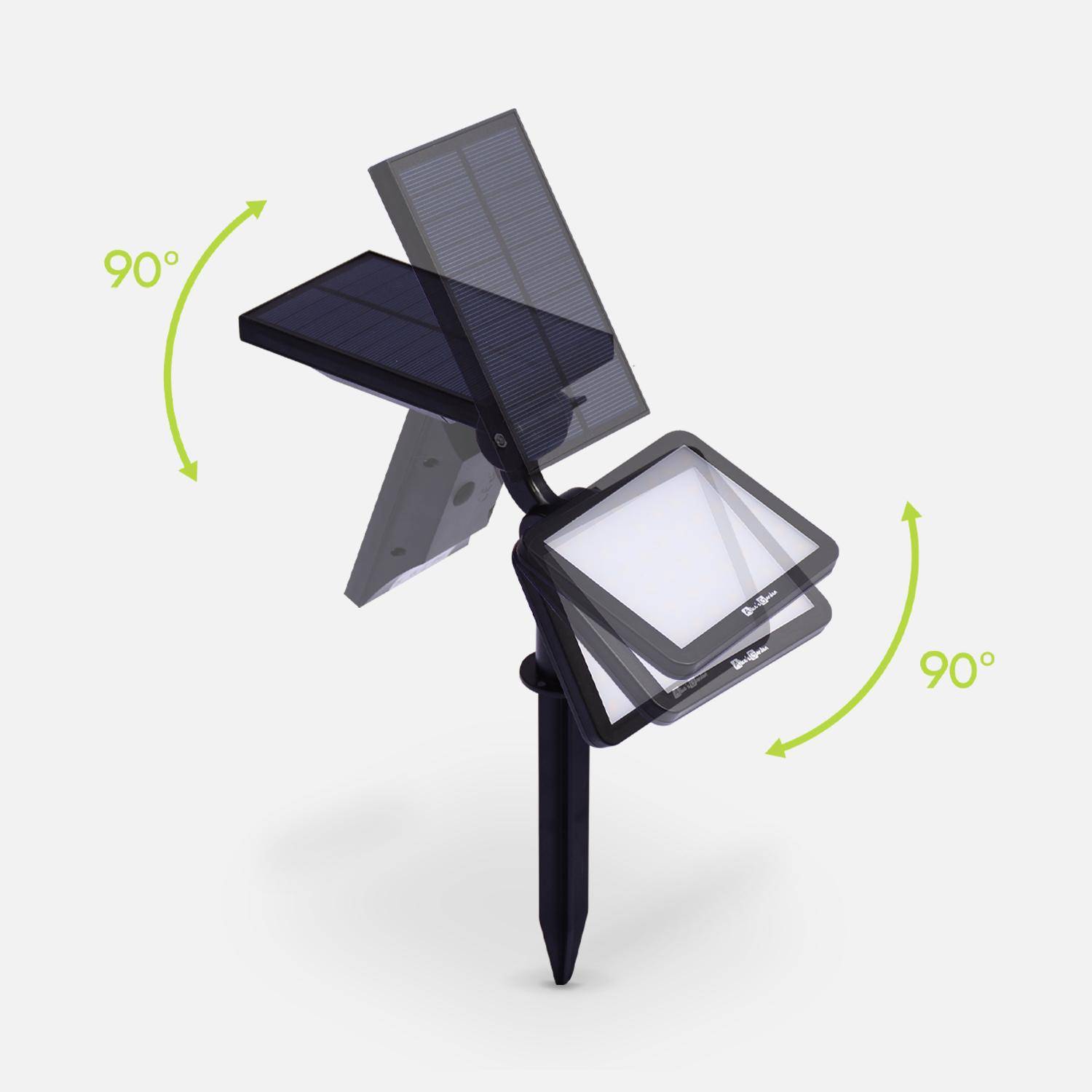 Solar LED Spotlights - Set van 4, lithiumbatterij, 960 lumen, waterbestendig, stand-alone spotlight op zonne-energie, Koud Wit Photo2