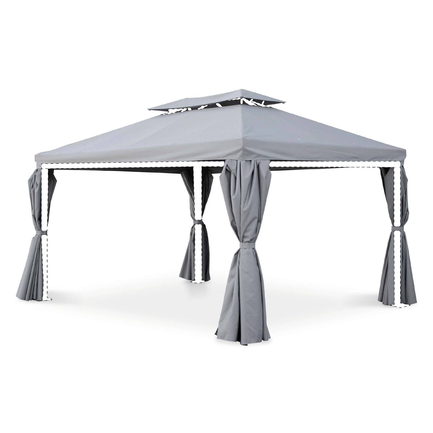Komplett-Set Dachplane und Vorhänge Grau für Divodorum Gartenpergola | sweeek