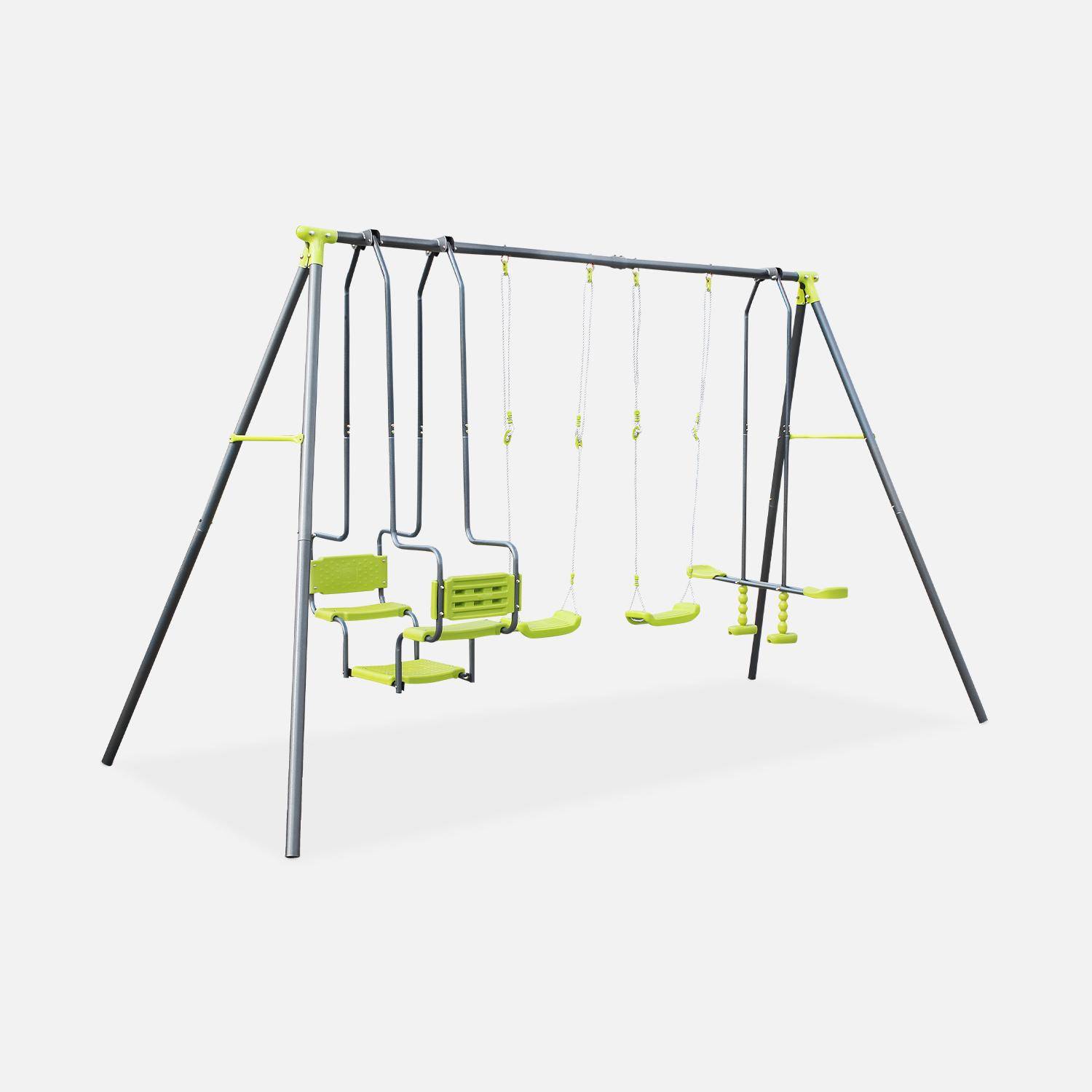 Swing set with 2 swings, 1 tandem swing and 1 two-seated glider, height 223cm,sweeek,Photo1