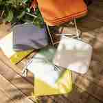 Set van 4 zitkussens voor stoel – 38 x 38 cm – Oranje, zitkussen met koordje voor bevestiging, met bies Photo4
