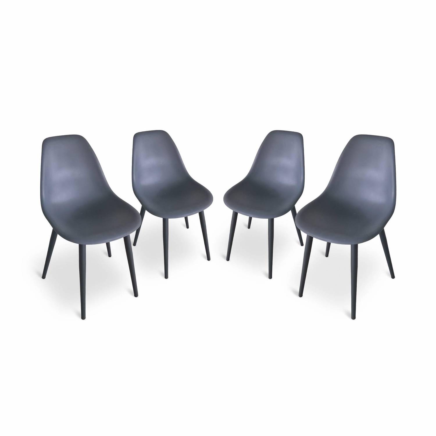 Set van 4 Scandinavische stoelen Padar, metaal en geïnjecteerde hars, grijs, binnen en/of buiten Photo1