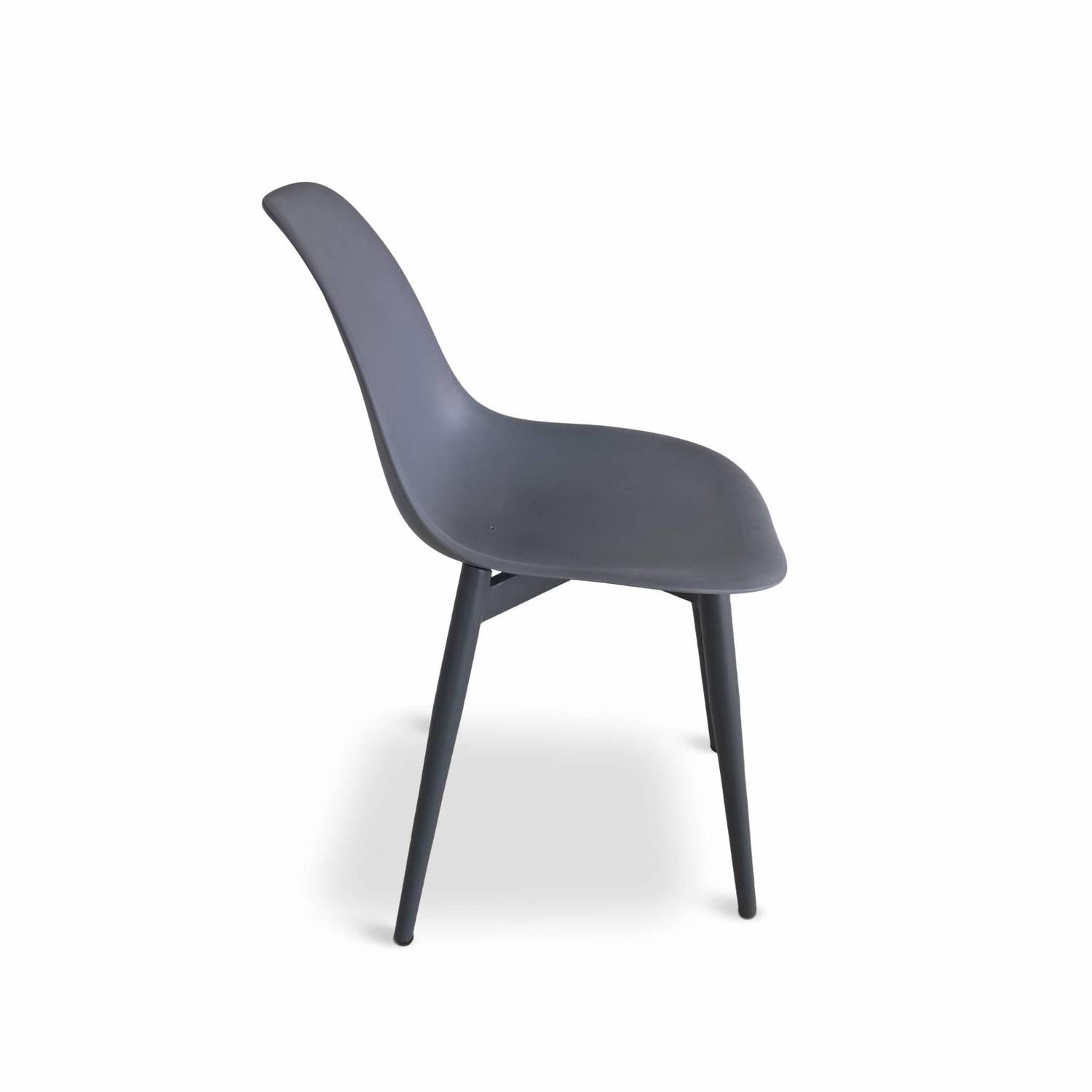 Lot de 4 chaises scandinaves PADAR, métal et résine injectée, gris, Intérieur/extérieur Photo3