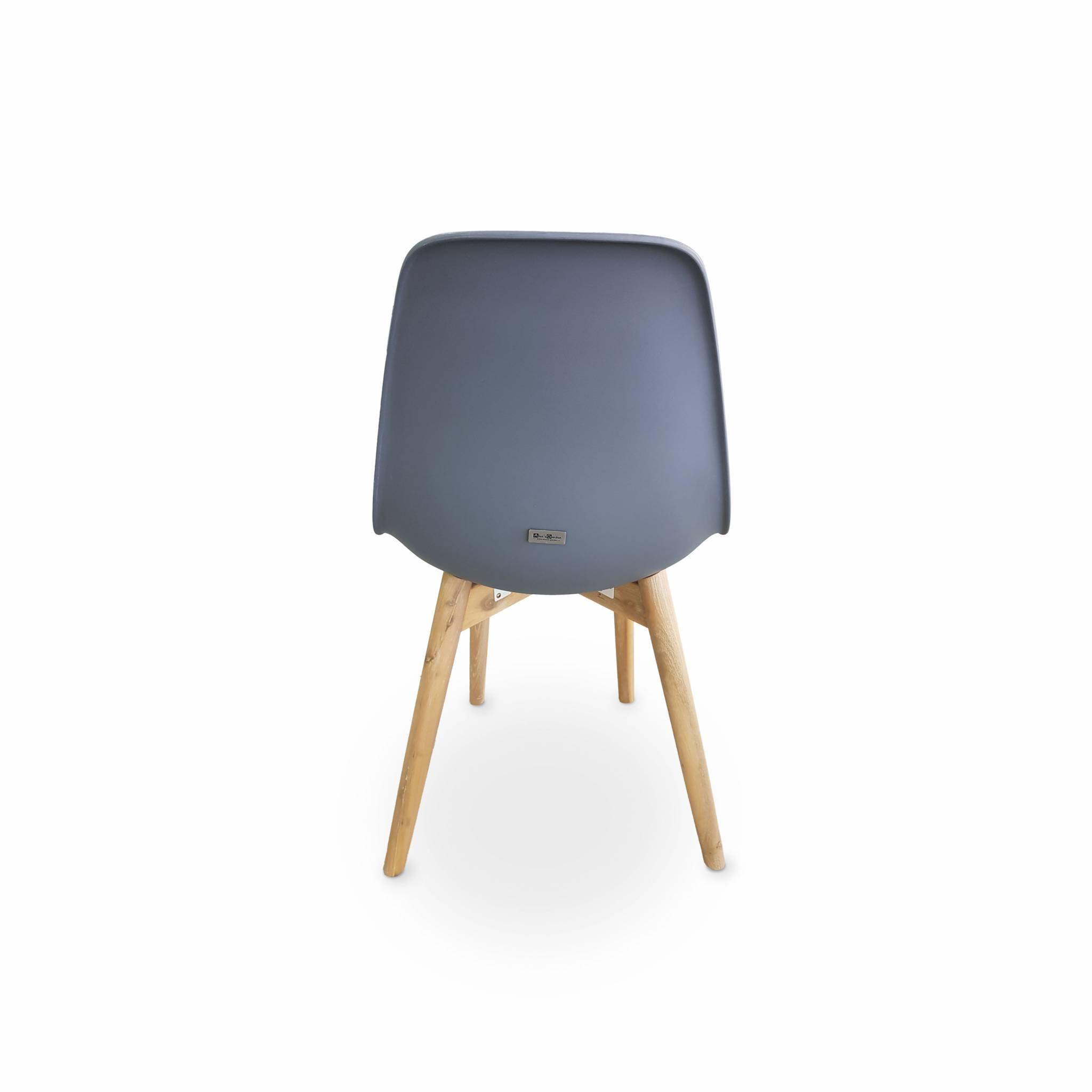 Juego de 2 sillas PENIDA escandinavas, en madera de acacia y resina inyectada de antracita, de interior/exterior,sweeek,Photo3