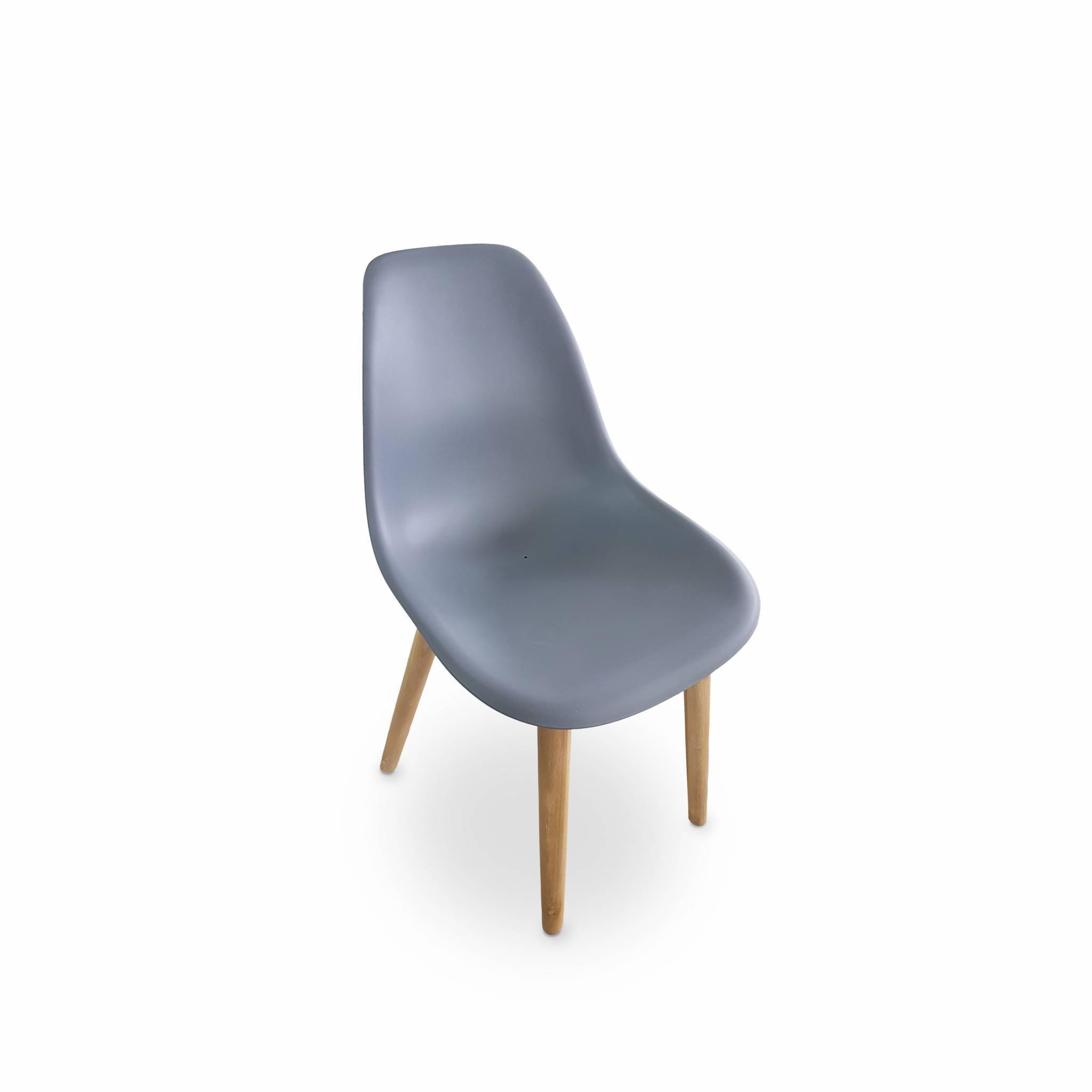Juego de 2 sillas PENIDA escandinavas, en madera de acacia y resina inyectada de antracita, de interior/exterior,sweeek,Photo2