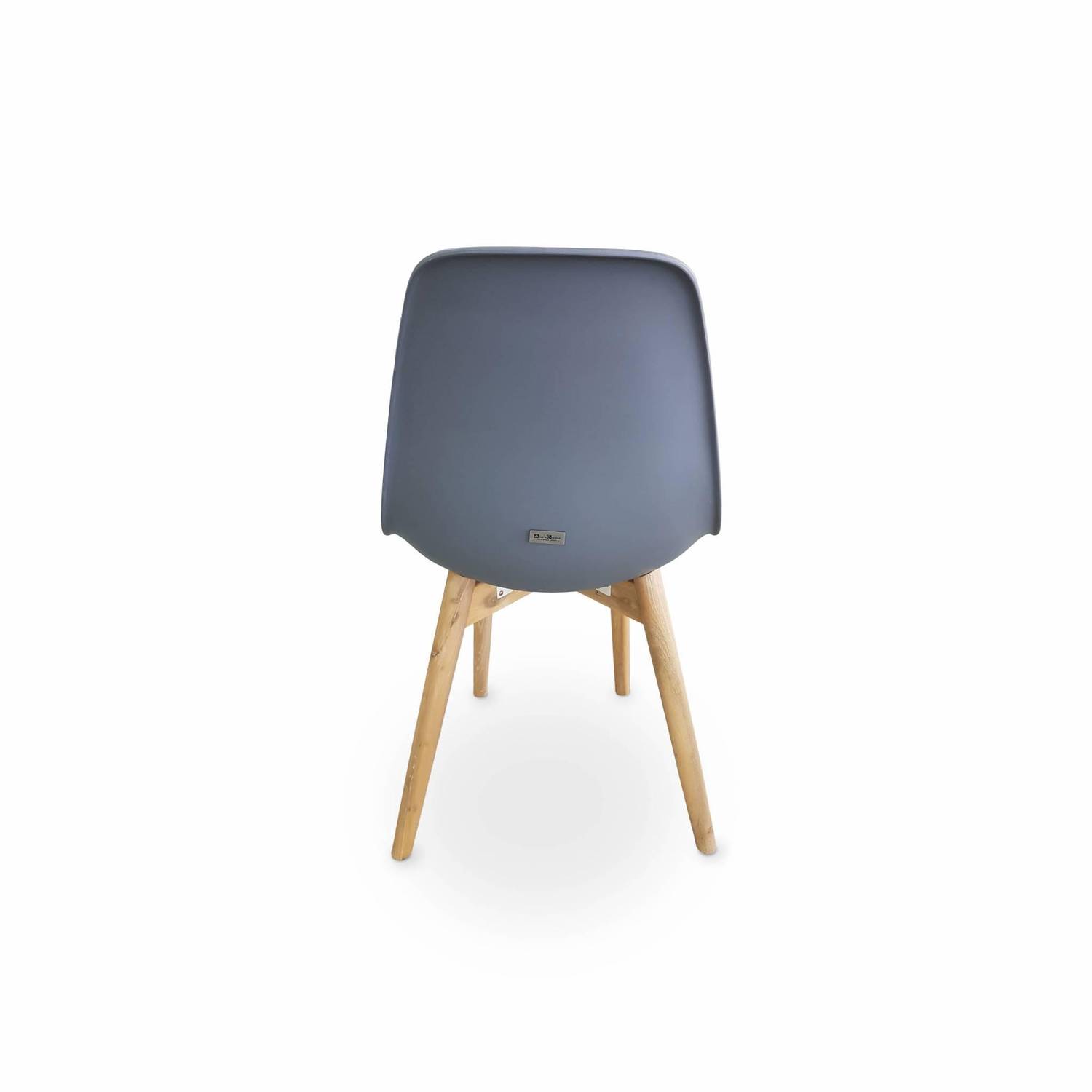 4er Set skandinavische Stühle Penida, aus Akazienholz und anthrazitfarbenem Kunstharz gespritzt, innen/außen Photo3