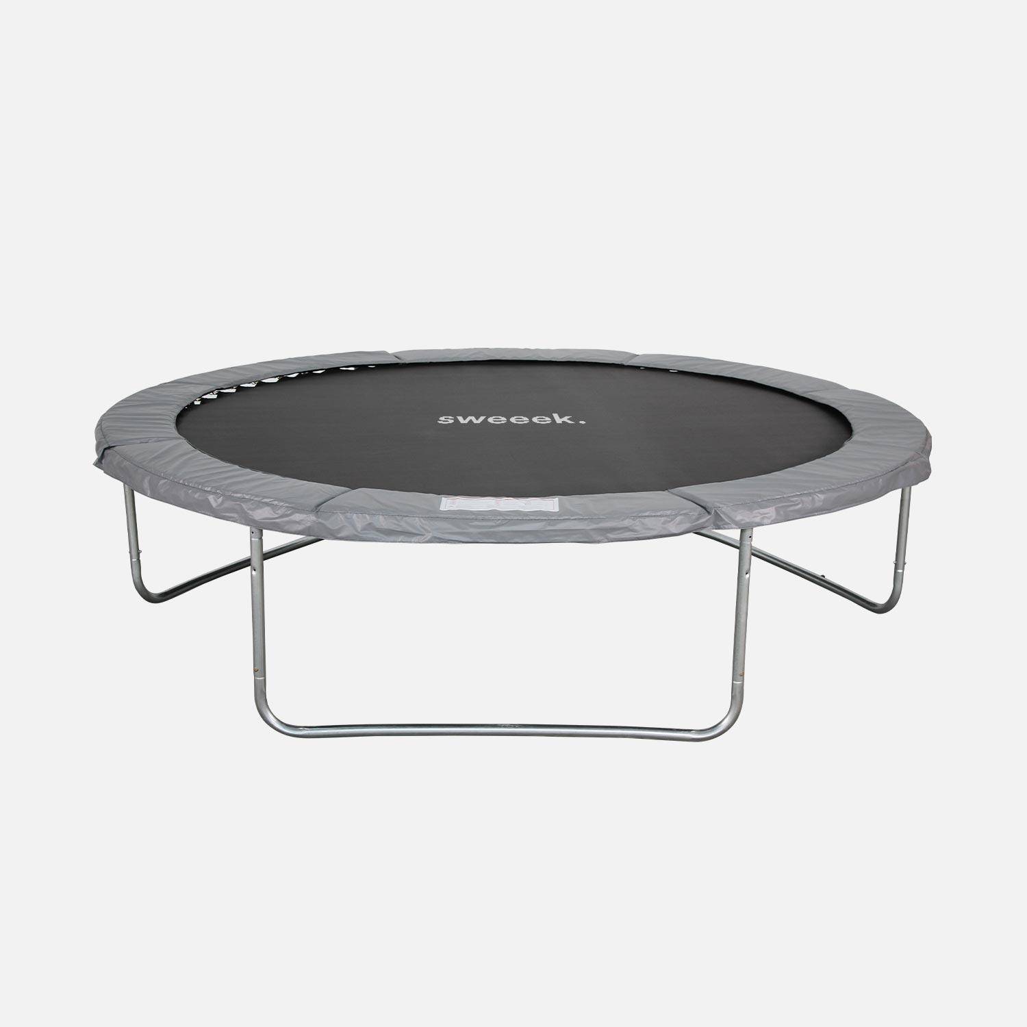 Rundes Trampolin Ø 305cm grau mit Sicherheitsnetz - Mars - Gartentrampolin 3m 300 cm | PRO Qualität. | EU-Standards.,sweeek,Photo4
