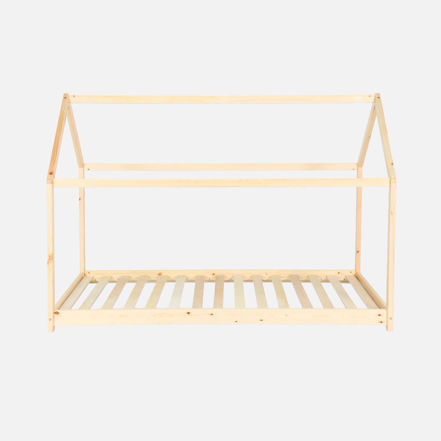 Cama infantil de pino natural, 90x190cm, Tobias, Natural, 196x99x136 cm,sweeek,Photo3