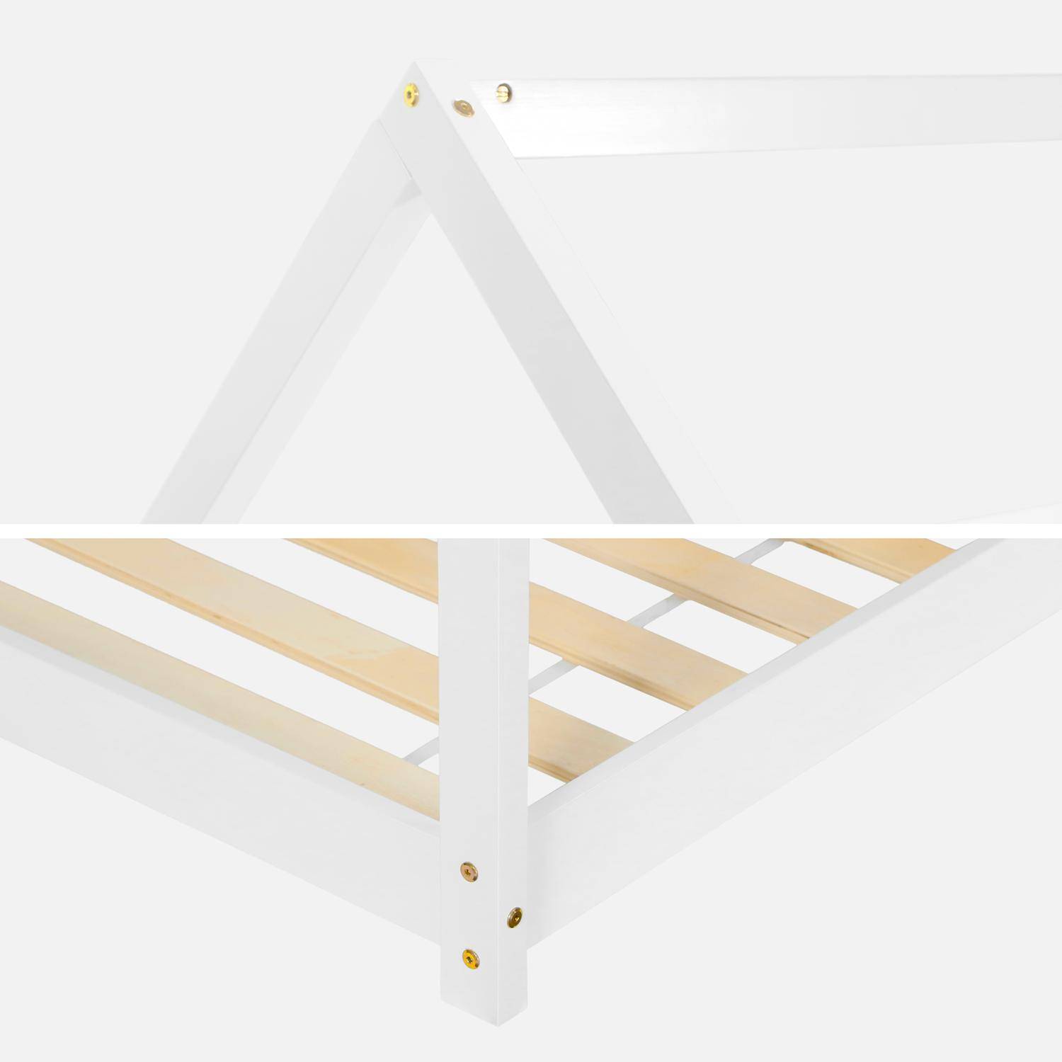 Kinderbett Haus, Massivholz, Kiefer natur Weiß- Tobias - inklusive Lattenrost, 90 x 190 cm Photo4