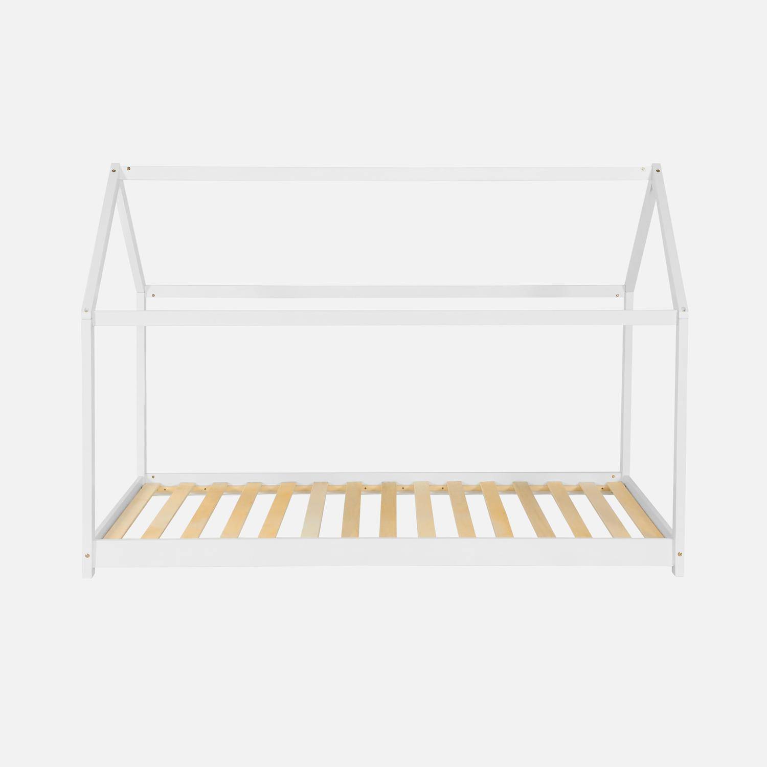 Kinderbett Haus, Massivholz, Kiefer natur Weiß- Tobias - inklusive Lattenrost, 90 x 190 cm Photo3