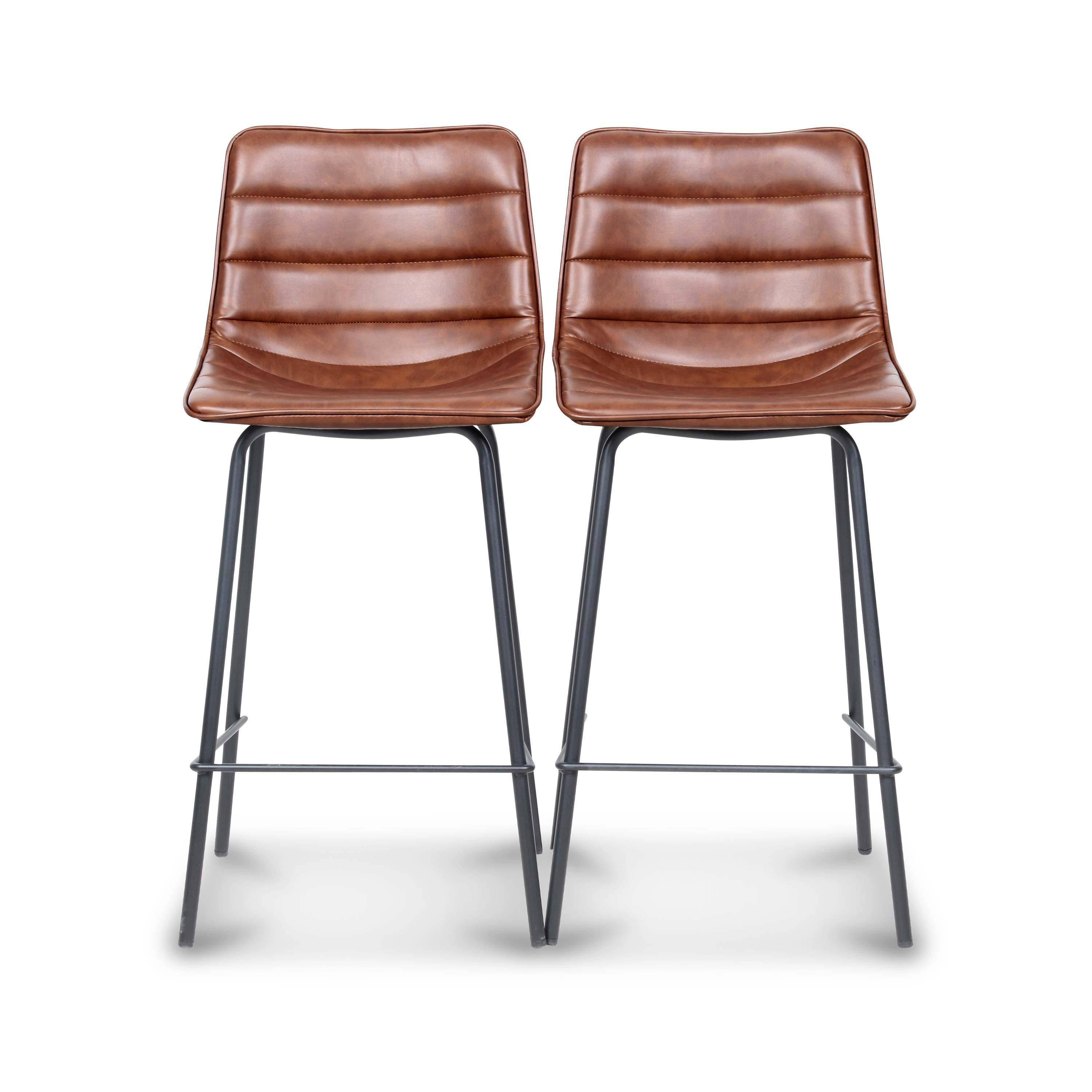 Lot de 2 chaises hautes – Mumbai – tabourets en simili cuir, pieds en métal,sweeek,Photo1