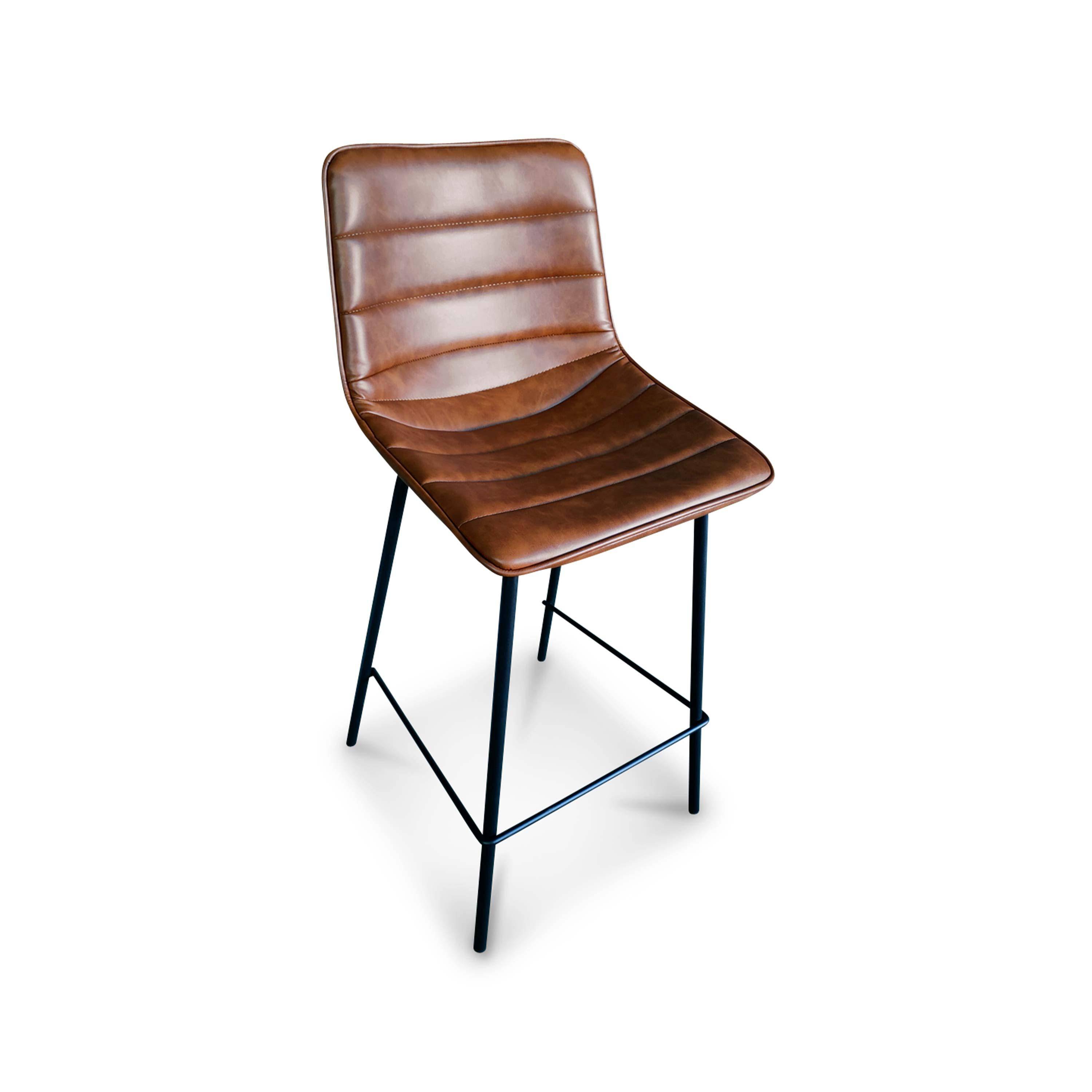 Lot de 2 chaises hautes – Mumbai – tabourets en simili cuir, pieds en métal,sweeek,Photo3