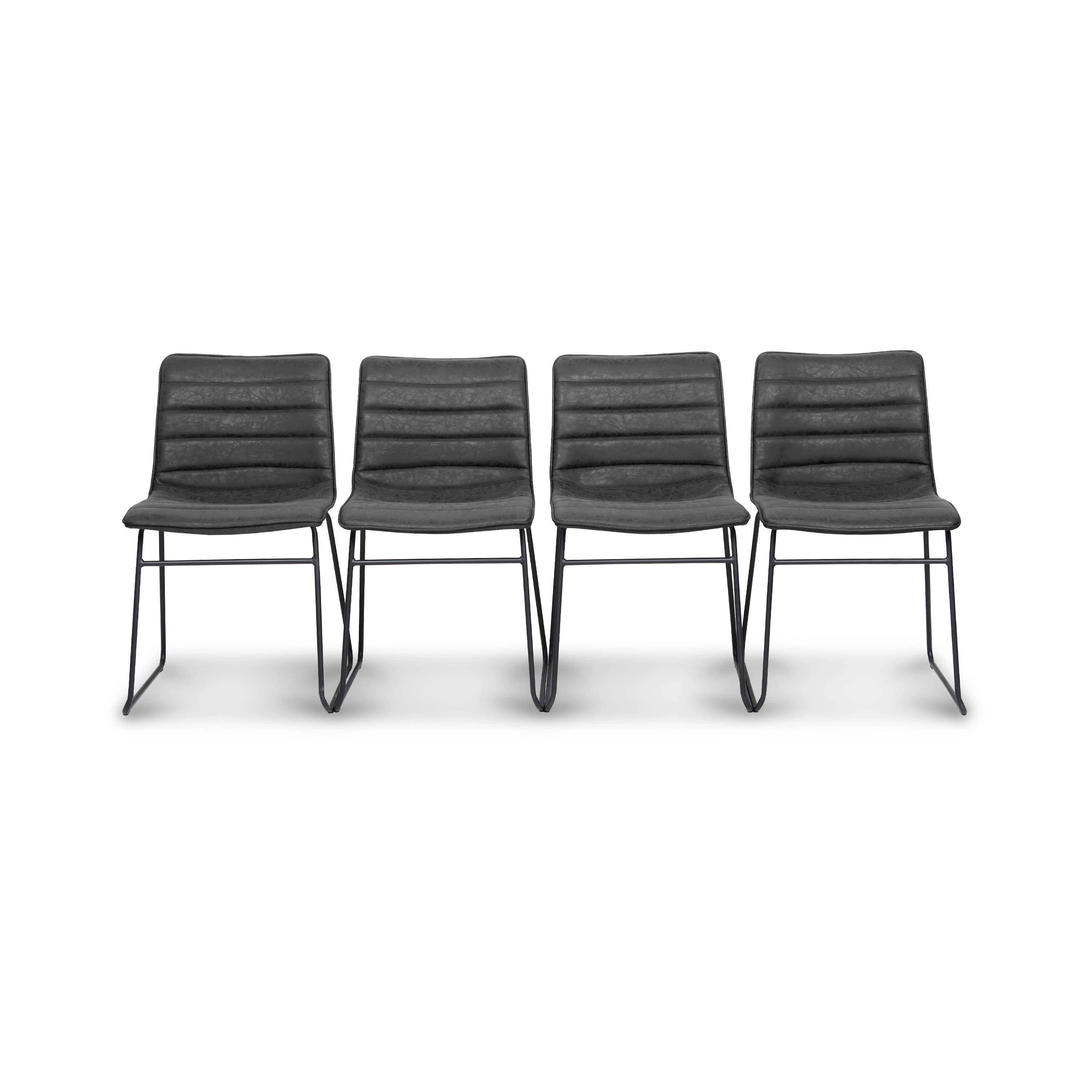 Set van 4 stoelen, kunstleer, metalen poten -  Zwart,sweeek,Photo1