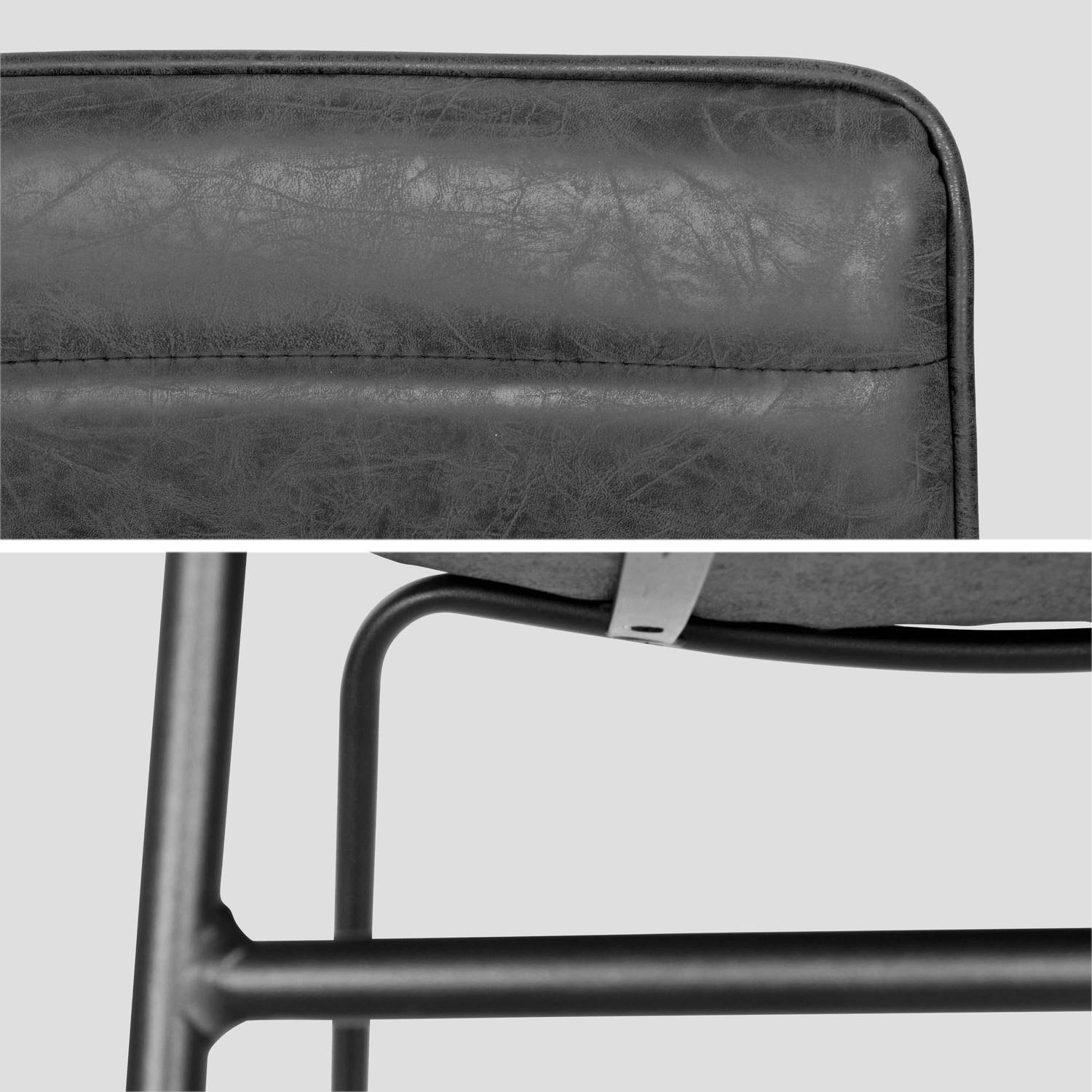 4-er Set schwarze Stühle – Mumbai – Kunstlederstühle, Metallbeine, B55xT45xH78cm Photo4