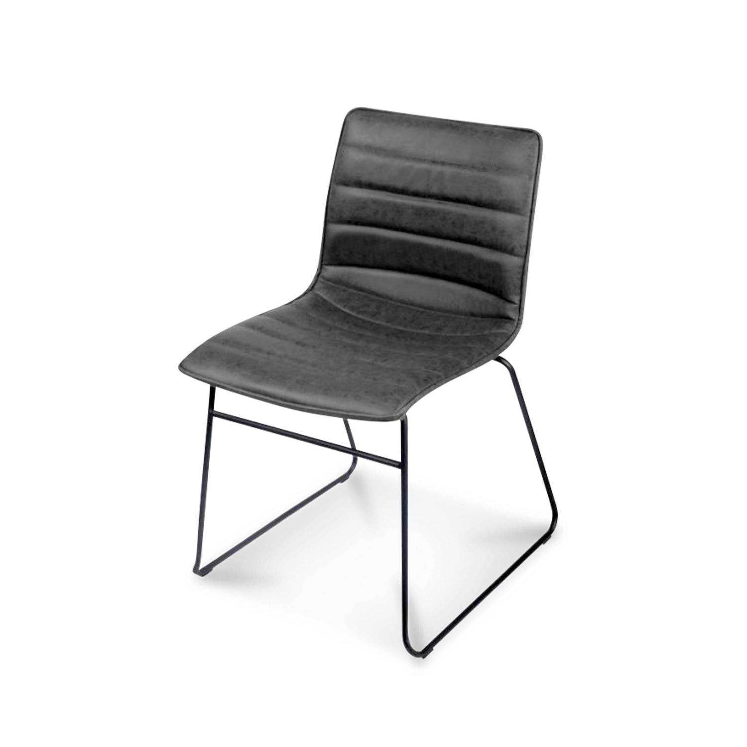 4-er Set schwarze Stühle – Mumbai – Kunstlederstühle, Metallbeine, B55xT45xH78cm Photo3